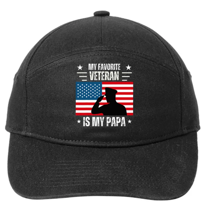 Veterans Day Military My Favorite Veteran Is My Papa Kids 7-Panel Snapback Hat