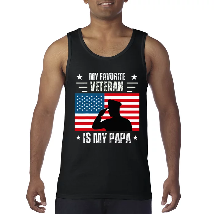 Veterans Day Military My Favorite Veteran Is My Papa Kids Tank Top