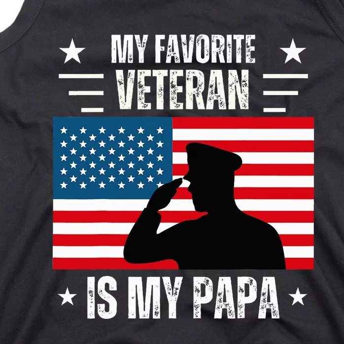 Veterans Day Military My Favorite Veteran Is My Papa Kids Tank Top