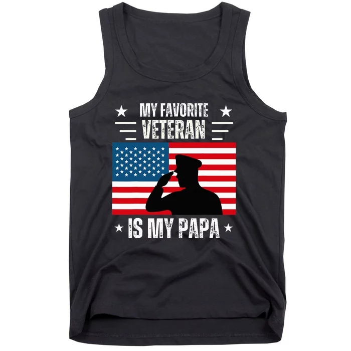 Veterans Day Military My Favorite Veteran Is My Papa Kids Tank Top