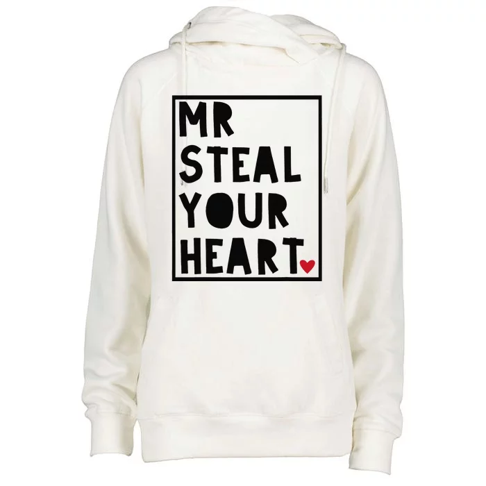 Valentine's Day Mr Steal Your Heart Womens Funnel Neck Pullover Hood