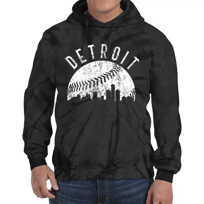 Vintage Detroit Michigan Skyline Apparel Tie Dye Hoodie