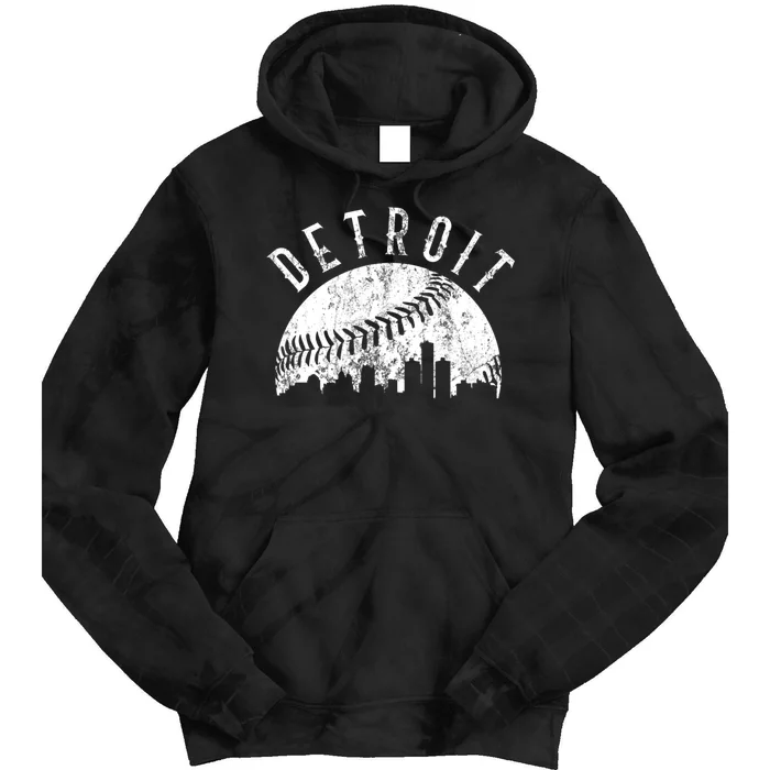 Vintage Detroit Michigan Skyline Apparel Tie Dye Hoodie