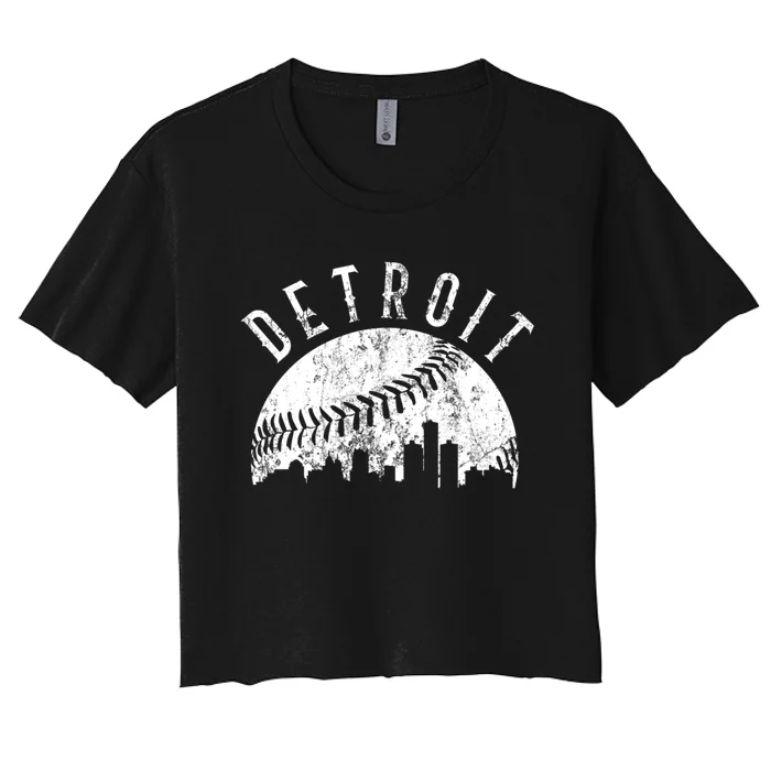 Vintage Detroit Michigan Skyline Apparel Women's Crop Top Tee