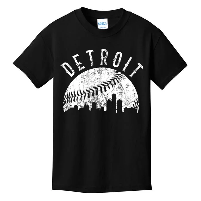 Vintage Detroit Michigan Skyline Apparel Kids T-Shirt