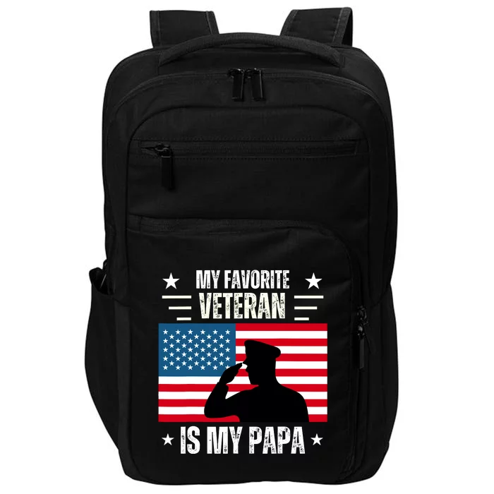 Veterans Day Military My Favorite Veteran Is My Papa Kids Impact Tech Backpack