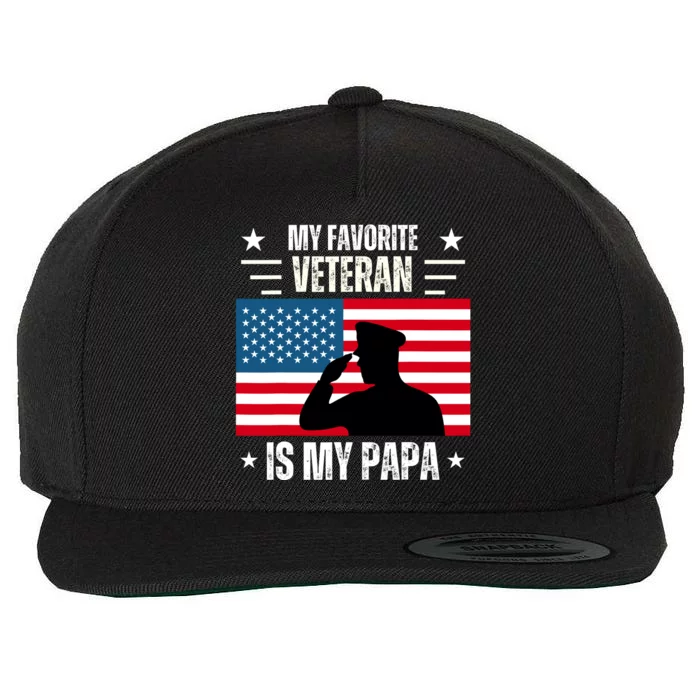 Veterans Day Military My Favorite Veteran Is My Papa Kids Wool Snapback Cap