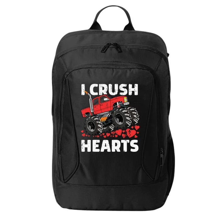 Valentines Day Monster Truck Boy I Crush Hearts City Backpack