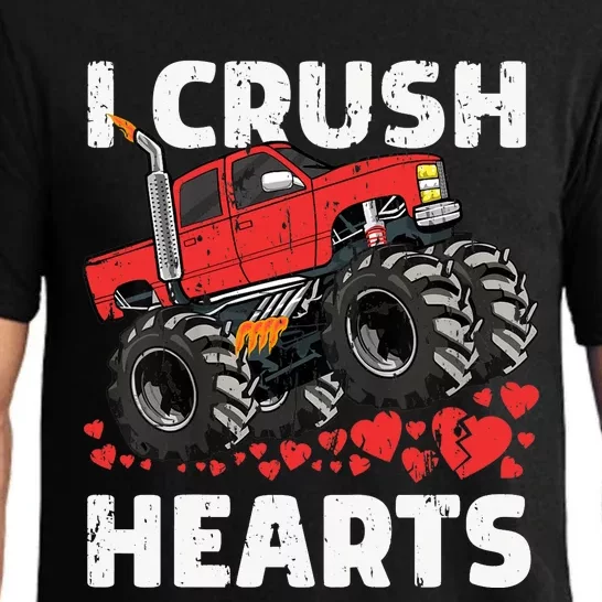 Valentines Day Monster Truck Boy I Crush Hearts Pajama Set