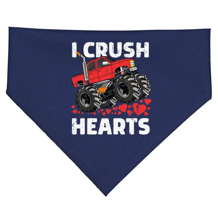 Valentines Day Monster Truck Boy I Crush Hearts USA-Made Doggie Bandana