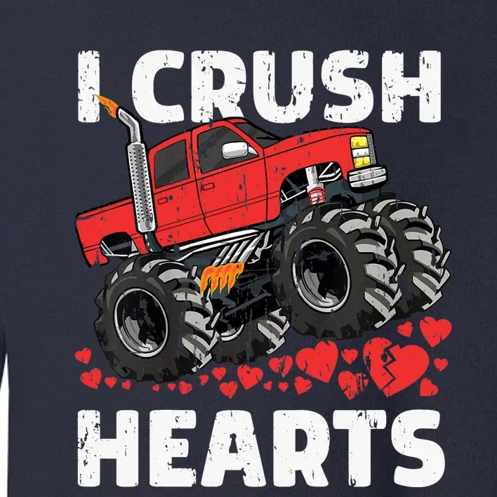 Valentines Day Monster Truck Boy I Crush Hearts Toddler Sweatshirt