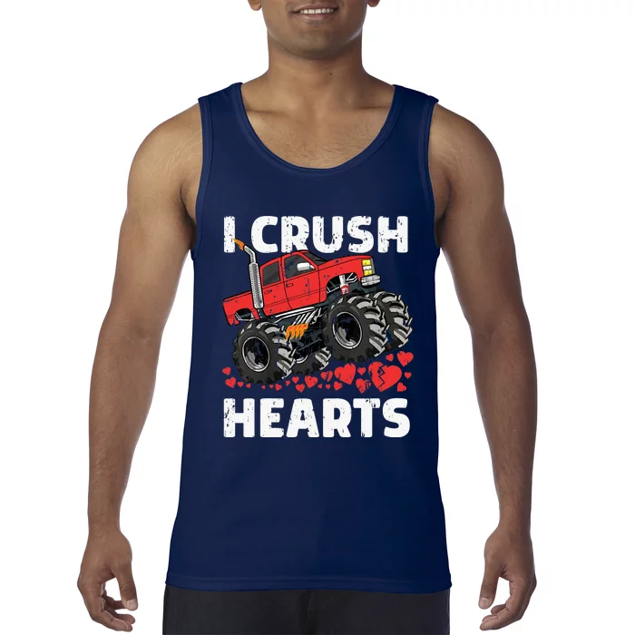 Valentines Day Monster Truck Boy I Crush Hearts Tank Top