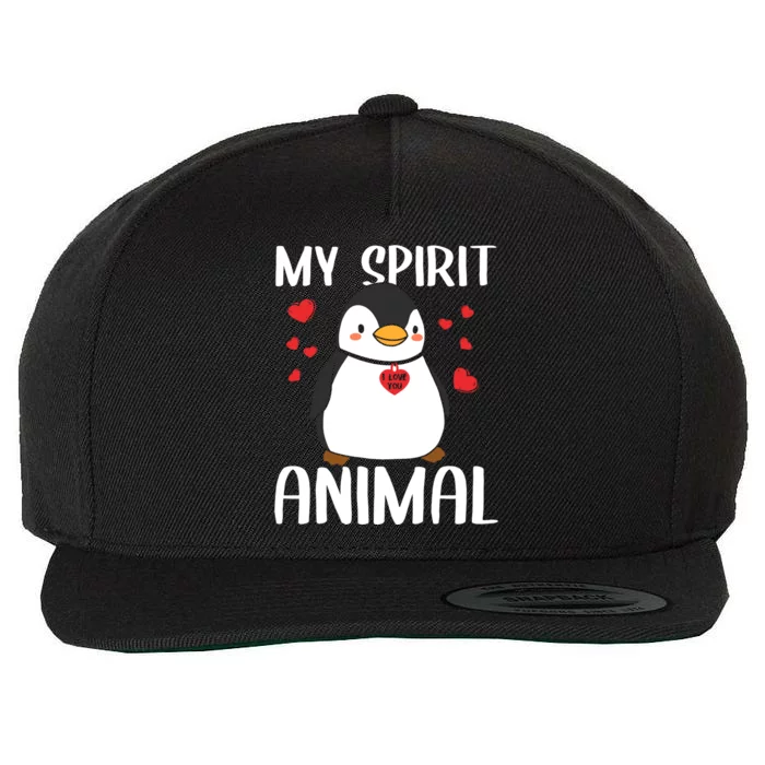 Valentines Day My Spirit Animal Penguin I Love You Heart Meaningful Gift Wool Snapback Cap