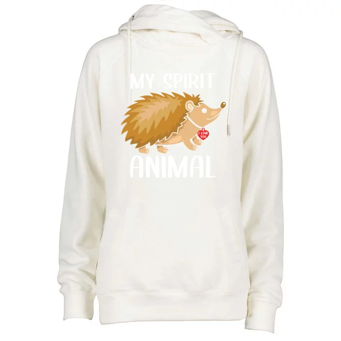 Valentines Day My Spirit Animal Hedgehog I Love You Heart Gift Womens Funnel Neck Pullover Hood