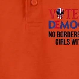 Vote Democrat No Borders No Walls Girls With Balls Dry Zone Grid Performance Polo