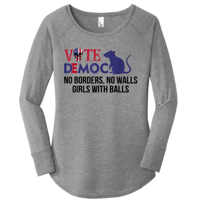 Vote Democrat No Borders No Walls Girls With Balls Women's Perfect Tri Tunic Long Sleeve Shirt