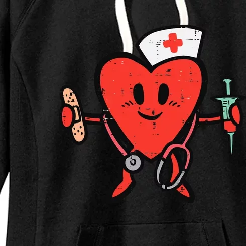 Valentines Day Nurse Heart Cute Nursing Scrub Top RN Wo Women's Fleece Hoodie