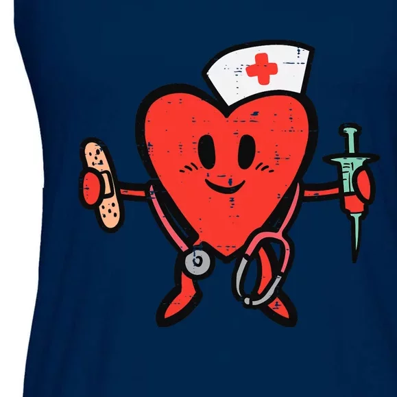 Valentines Day Nurse Heart Cute Nursing Scrub Top RN Wo Ladies Essential Flowy Tank