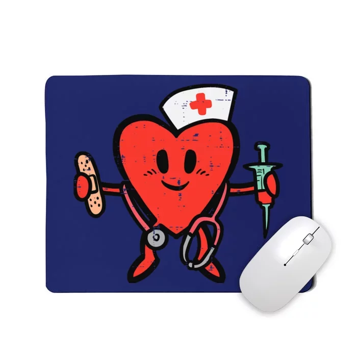 Valentines Day Nurse Heart Cute Nursing Scrub Top RN Wo Mousepad