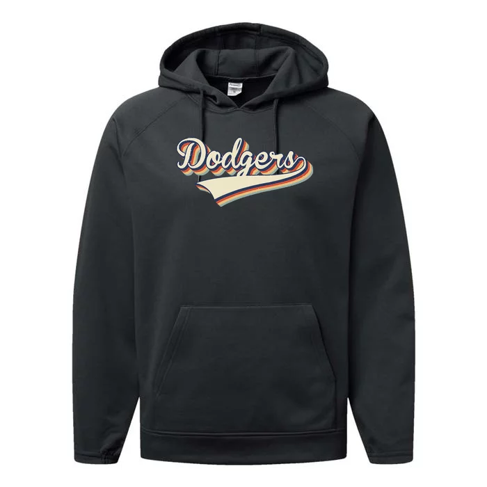 Vintage Dodgers Name Throwback Retro Apparel Gift Performance Fleece Hoodie