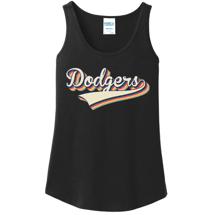 Vintage Dodgers Name Throwback Retro Apparel Gift Ladies Essential Tank