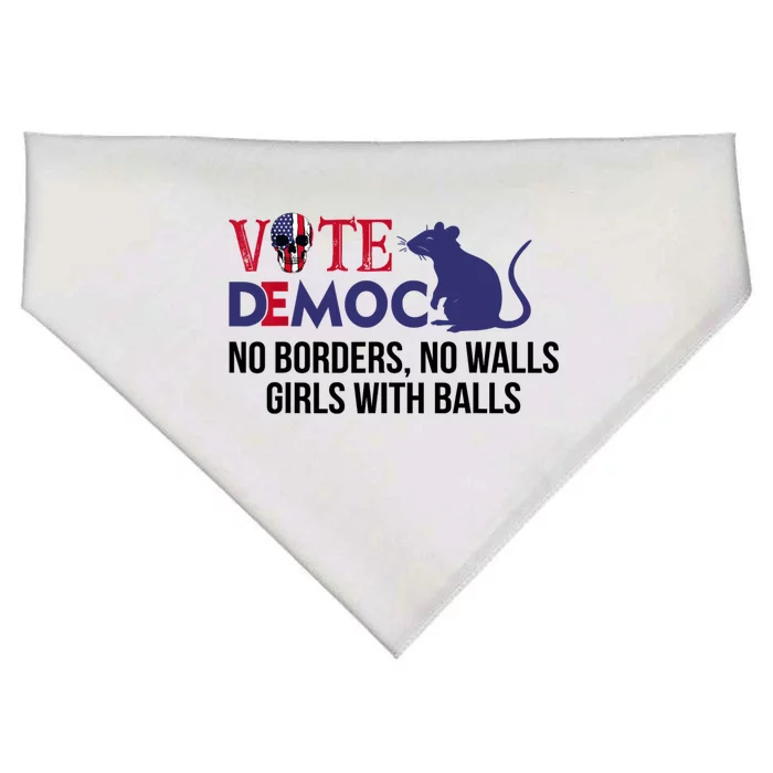 Vote Democrat No Borders No Walls Girls With Balls USA-Made Doggie Bandana