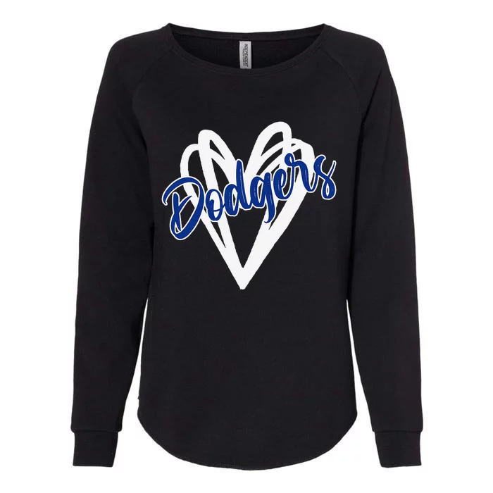 Vintage Dodgers Name Distressed Hearts Dodgers Gifts Ideas Womens California Wash Sweatshirt