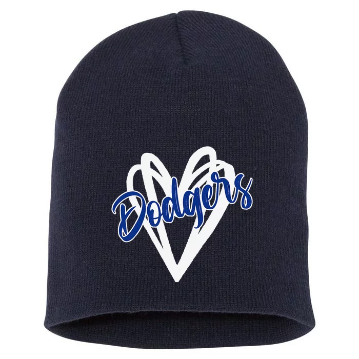 Vintage Dodgers Name Distressed Hearts Dodgers Gifts Ideas Short Acrylic Beanie