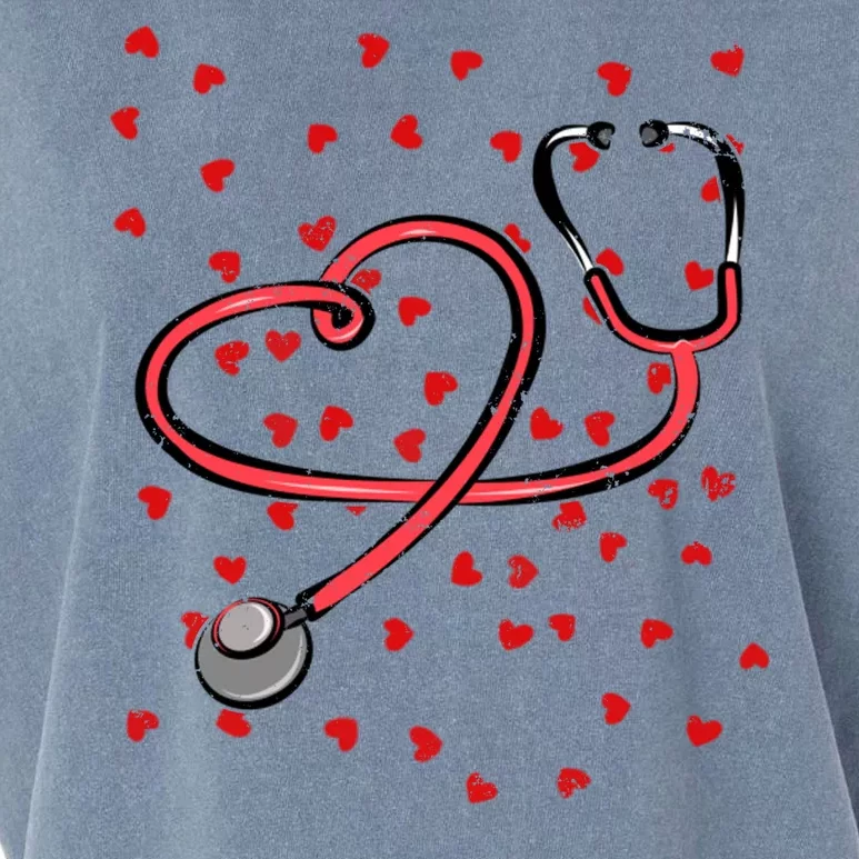 Valentines Day Nurse Stethoscope Hearts Garment-Dyed Women's Muscle Tee