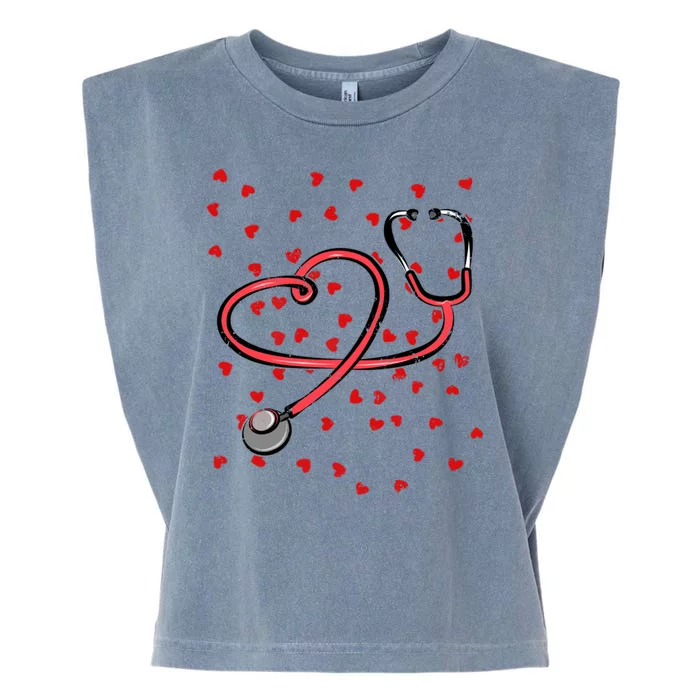 Valentines Day Nurse Stethoscope Hearts Garment-Dyed Women's Muscle Tee