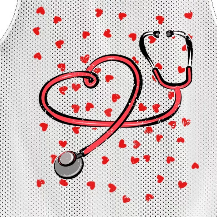 Valentines Day Nurse Stethoscope Hearts Mesh Reversible Basketball Jersey Tank