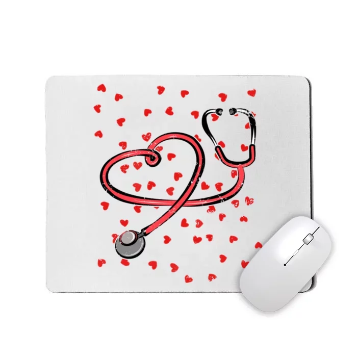 Valentines Day Nurse Stethoscope Hearts Mousepad