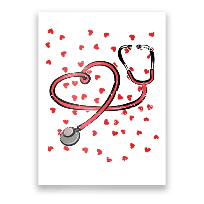 Valentines Day Nurse Stethoscope Hearts Poster