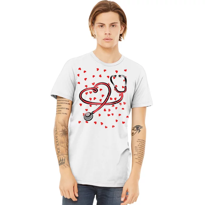 Valentines Day Nurse Stethoscope Hearts Premium T-Shirt