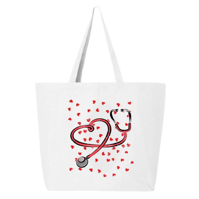 Valentines Day Nurse Stethoscope Hearts 25L Jumbo Tote