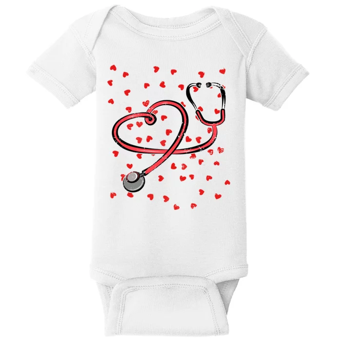 Valentines Day Nurse Stethoscope Hearts Baby Bodysuit