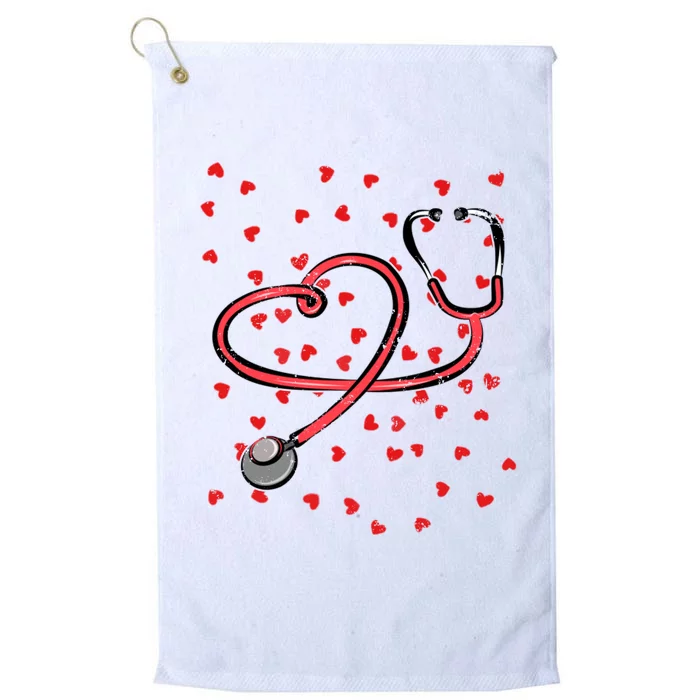 Valentines Day Nurse Stethoscope Hearts Platinum Collection Golf Towel