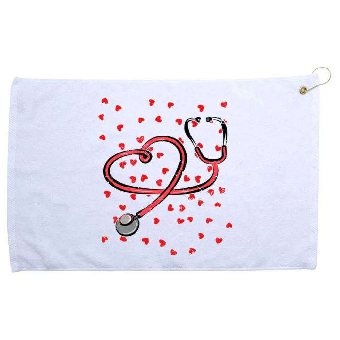 Valentines Day Nurse Stethoscope Hearts Grommeted Golf Towel