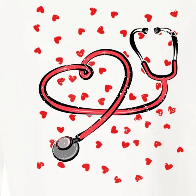 Valentines Day Nurse Stethoscope Hearts Cropped Pullover Crew