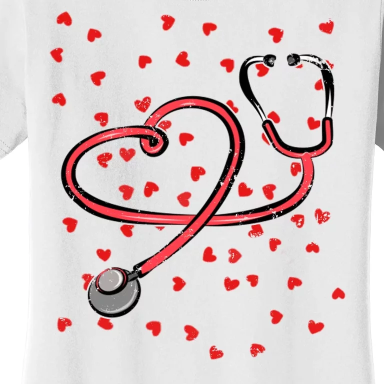 Valentines Day Nurse Stethoscope Hearts Women's T-Shirt