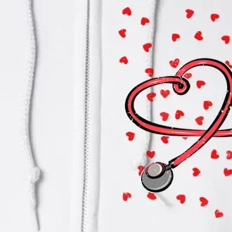 Valentines Day Nurse Stethoscope Hearts Full Zip Hoodie