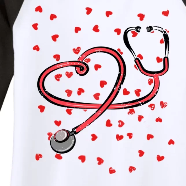 Valentines Day Nurse Stethoscope Hearts Women's Tri-Blend 3/4-Sleeve Raglan Shirt