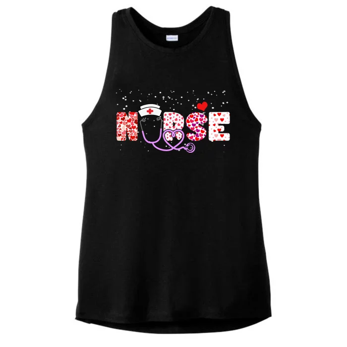 Valentines Day Nurse Logo Ladies Tri-Blend Wicking Tank