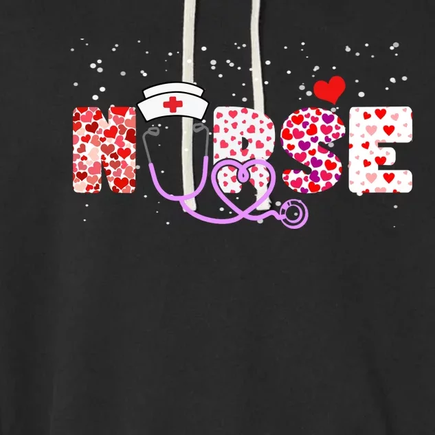 Valentines Day Nurse Logo Garment-Dyed Fleece Hoodie