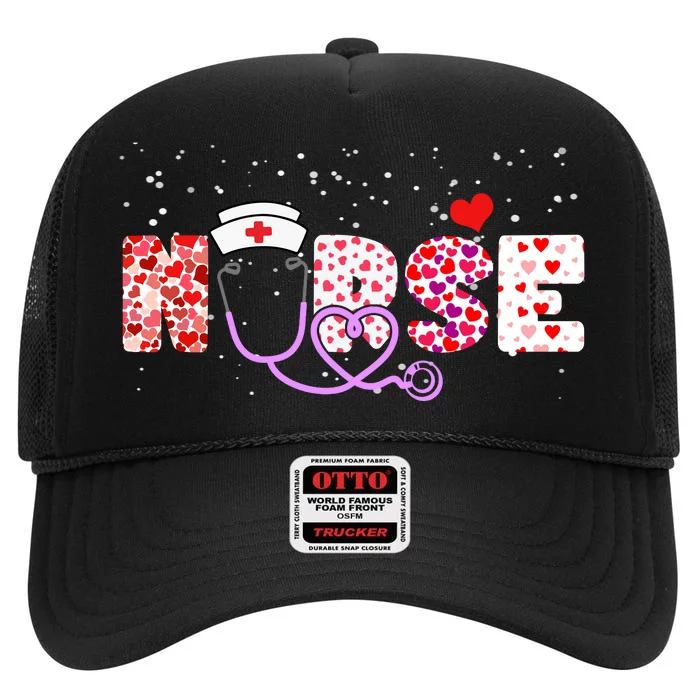 Valentines Day Nurse Logo High Crown Mesh Trucker Hat