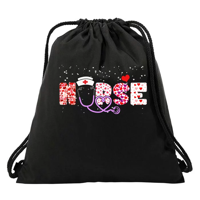 Valentines Day Nurse Logo Drawstring Bag