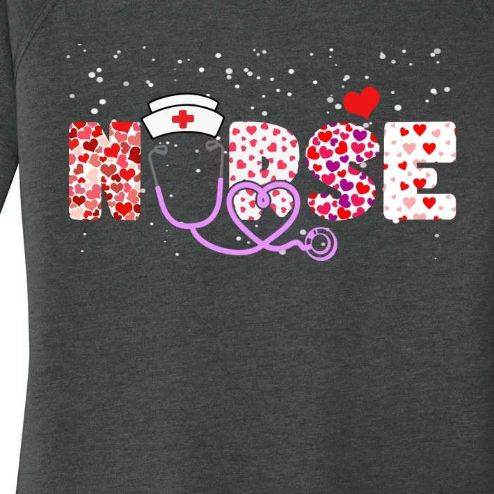 Valentines Day Nurse Logo Women's Perfect Tri Tunic Long Sleeve Shirt