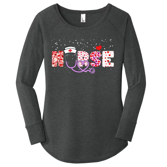 Valentines Day Nurse Logo Women's Perfect Tri Tunic Long Sleeve Shirt