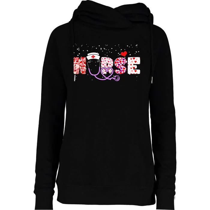 Valentines Day Nurse Logo Womens Funnel Neck Pullover Hood