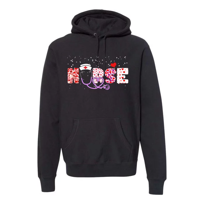 Valentines Day Nurse Logo Premium Hoodie